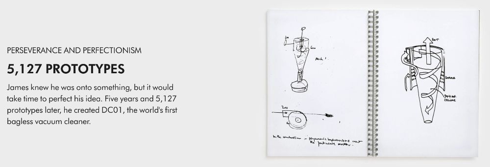dyson perseverance and perfectionism with many prototypes
