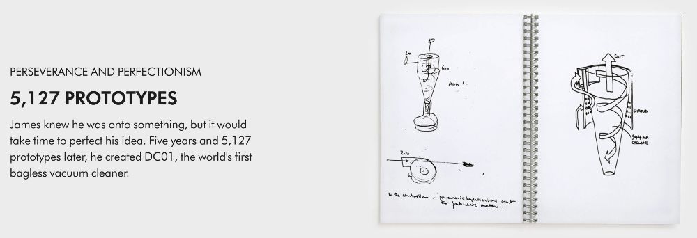 dyson perseverance and perfectionism with many prototypes