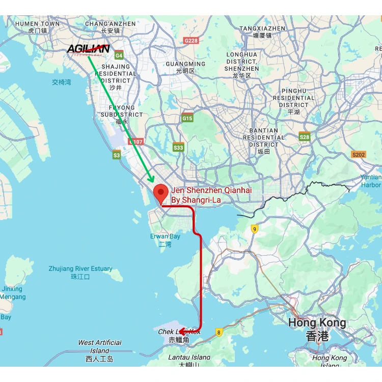 agilian to qianhai hub to airport