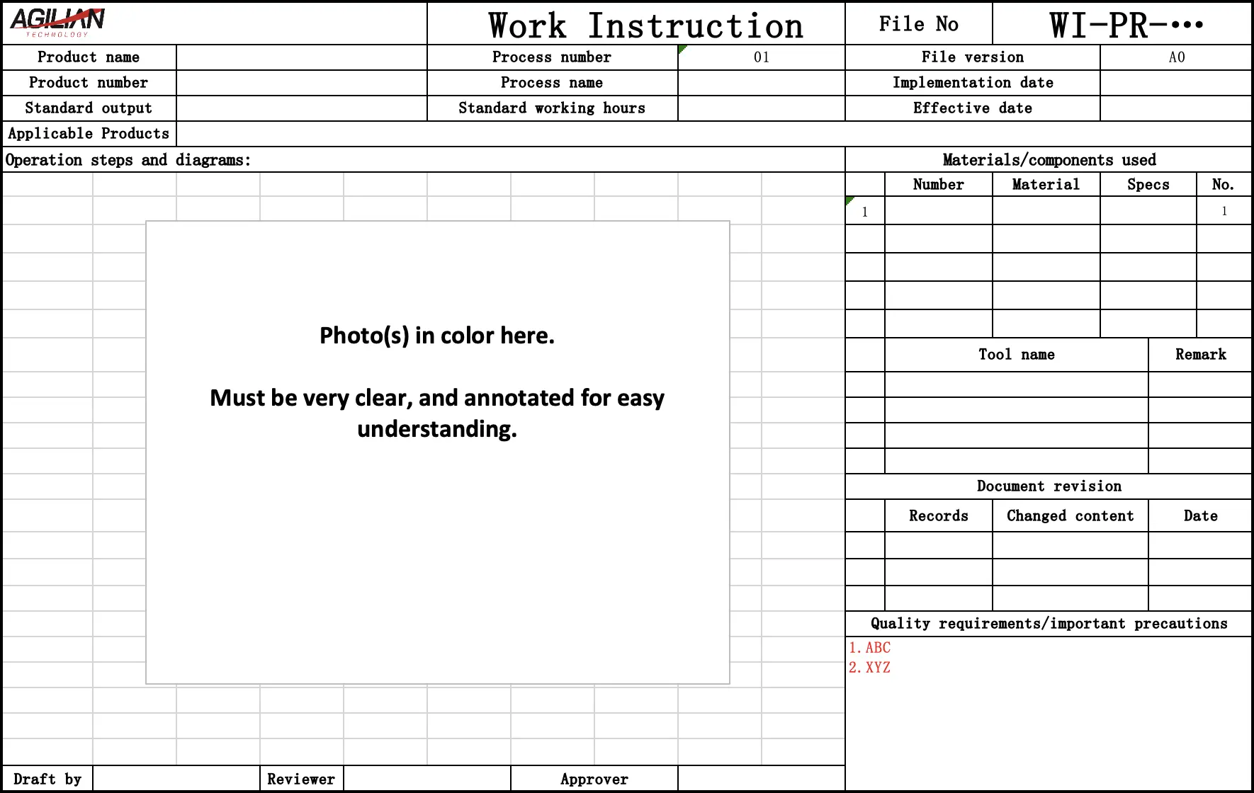 agilian work instruction template