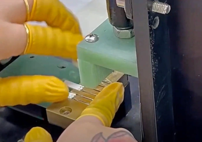 jig shapes components before soldering