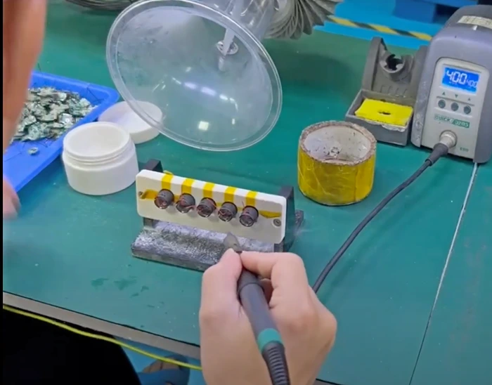 soldering jig with components placed inside level 1