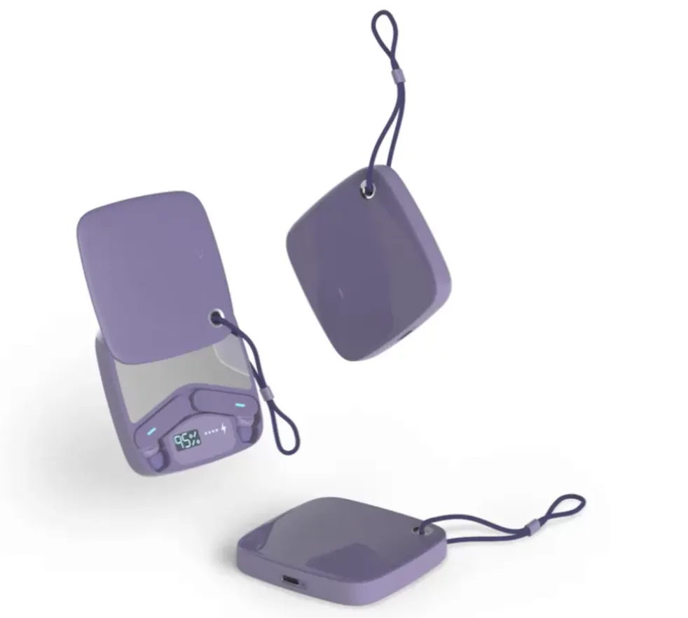 smaller colored power bank and earbuds concept