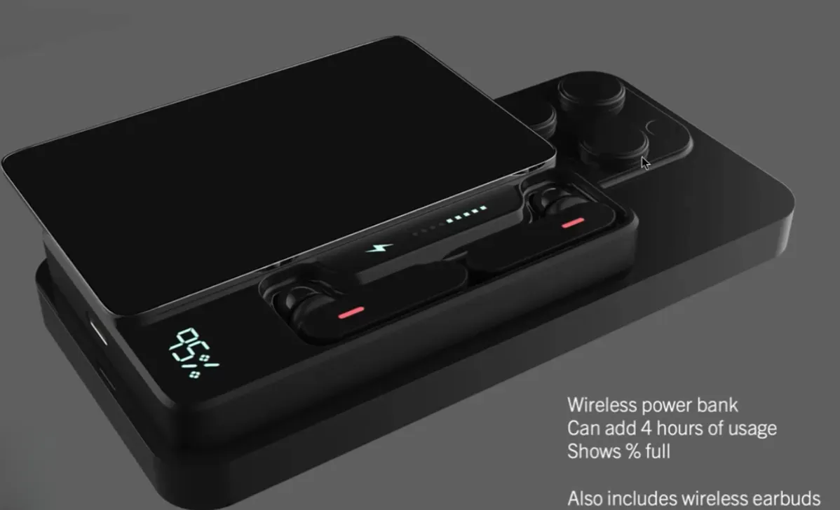 wireless earbuds and powerbank concept
