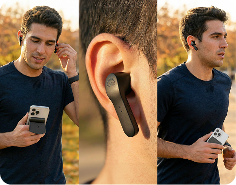 magsafe wireless earbuds being used