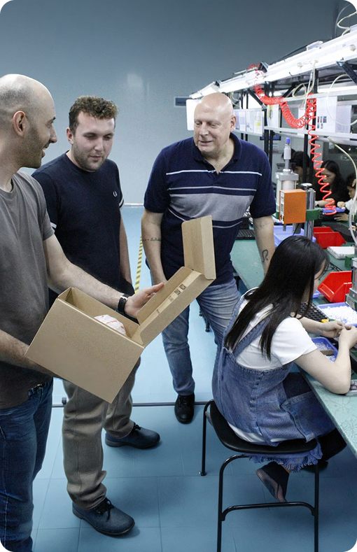 Agilian customer reviewing a production line